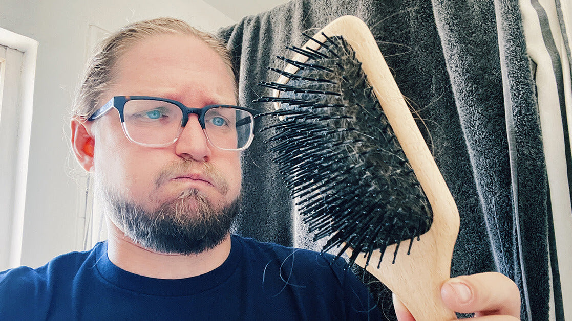 Gross look on face from broken hair on brush