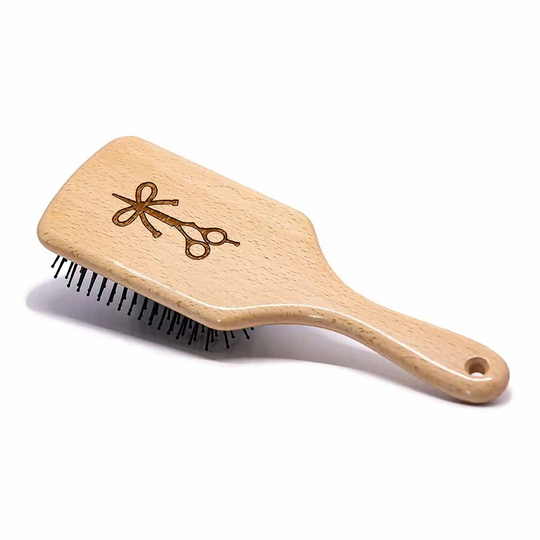 Wood Paddle Nylon Bristle Hair Brush