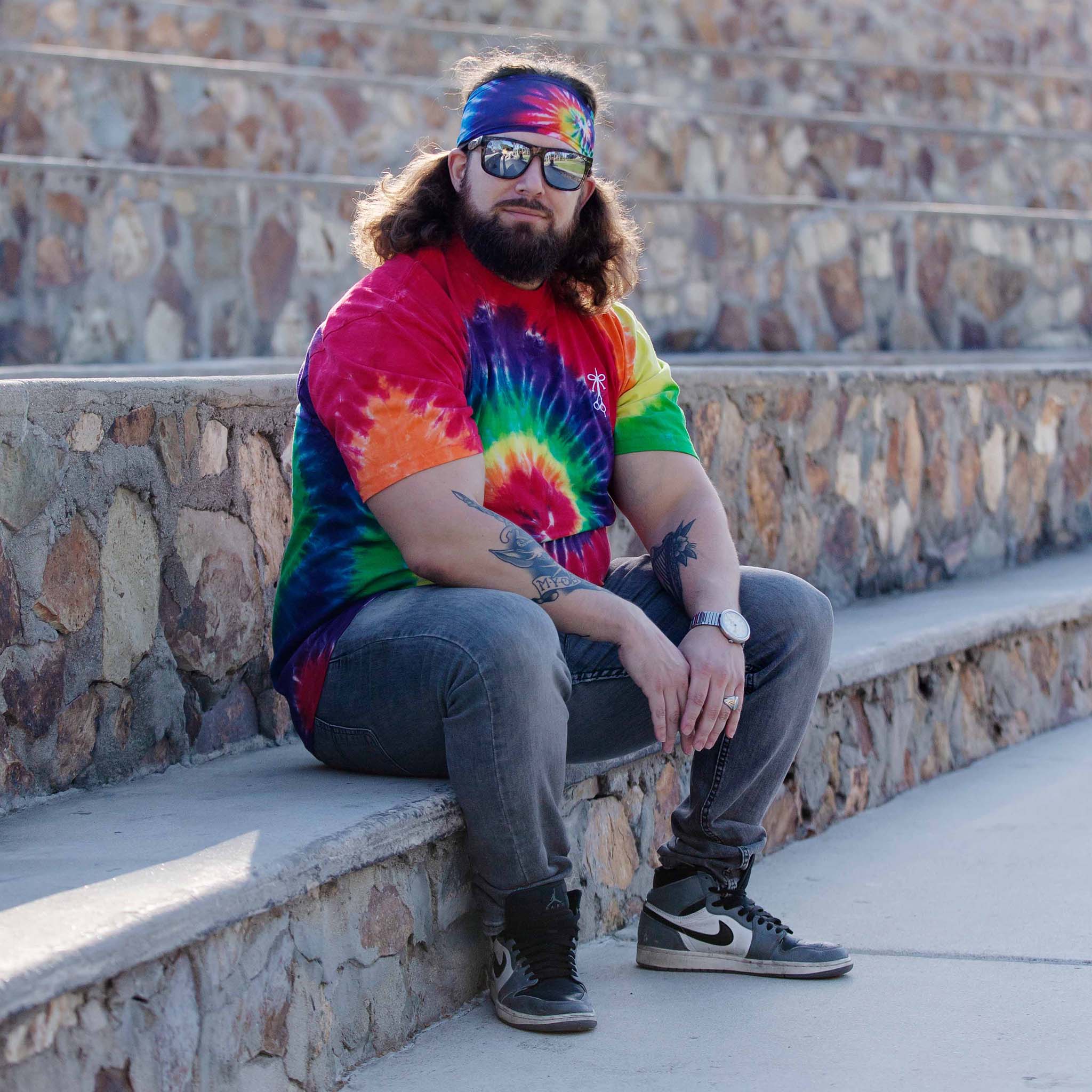 シャルボン charbon REDA WOOL TIE DYE Oversized Mens Rainbow Tie-Dye T-Shirt – The Longhairs